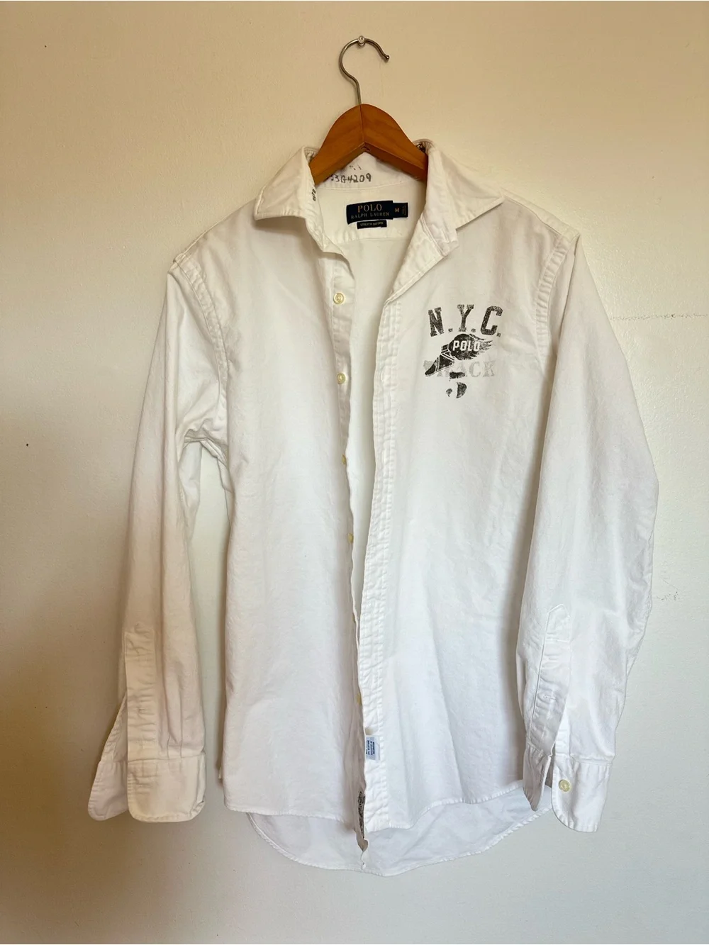Polo Ralph Lauren NYC Track Oxford Stretch Shirt White Prep Men’s Size M